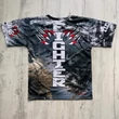 Férfi technikai póló (rashguard) - piros tigrises mintával - szürkés pólón
