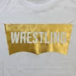 Női póló, wrestling vágott, fényes aranyból