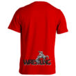 Gyerek póló - Nagy fekete wrestling felirattal dobós mintával - piros pólón