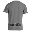 Gyerek póló - Nagy fekete wrestling felirattal dobós mintával - szürke pólón