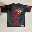 Férfi Vnyakú technikai póló (rashguard) - Tigrises mintával - szürkés pólón