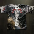Férfi technikai póló (rashguard) - piros tigrises mintával - szürkés pólón