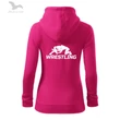 Női kapucnis, cipzáros pulóver, új wrestling mintával, pink-fehér