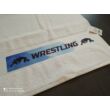 Kicsi törölköző  (50x100) - Wrestling felirattal - fehér, kék, anyagában nyomott mintával