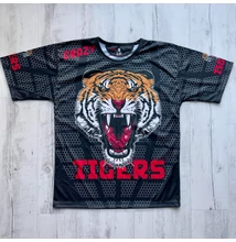 Férfi technikai póló (rashguard) - Tigrises mintával - fekete pólón