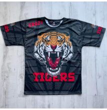 Férfi technikai póló (rashguard) - Tigrises mintával - fekete pólón