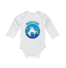 Baba body -  Kör dobós -türkiz, sötétkék mintával - fehér hosszú ujjas bodyn Baba body -  Kör dobós -türkiz, sötétkék mintával - fehér hosszú ujjas bodyn