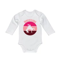 Baba body -  Kör dobós -bordó, rózsaszín mintával - fehér hosszú ujjas bodyn Baba body -  Kör dobós -bordó, rózsaszín mintával - fehér hosszú ujjas bodyn