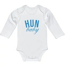 Baba-body, hosszú ujjas, pamut babakék HUN Baby felirattal
