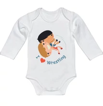 Baba-body, hosszú ujjas, pamut fehér-Kitty gyerek mintával Baba-body, hosszú ujjas, pamut fehér-Kitty gyerek mintával