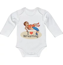 Baba-body, hosszú ujjas, pamut fehér-dobós gyerek mintával Baba-body, hosszú ujjas, pamut fehér-dobós gyerek mintával