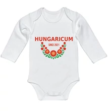 Baba-body, hosszú ujjas, pamut fehér-Hungaricum