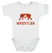 Baba-body, rövid ujjas, pamut tüzes WRESTLING felirattal