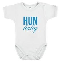 Baba-body, pamut fehér - HUN Baby - kék mintával - KÜLÖNBÖZŐ UJJHOSSZÚSÁGBAN