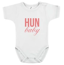 Baba-body, pamut fehér - HUN Baby - rózsaszín mintával - KÜLÖNBÖZŐ UJJHOSSZÚSÁGBAN
