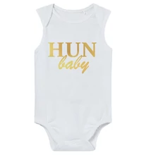 Baba-body, ujjatlan, pamut arany HUN Baby felirattal