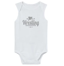Baba-body, ujjatlan, pamut fehér-ezüst WRESTLING felirattal