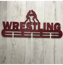 Fali Éremakasztó Fából - WRESTLING 2 soros, bordó (49x22cm)