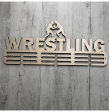 Fali Éremakasztó Fából - WRESTLING 3 soros bézs (50x23cm)