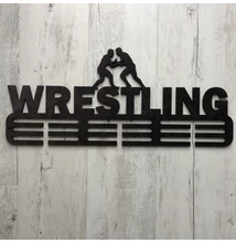 Fali Éremakasztó Fából - WRESTLING 3 soros sötétbarna (50x23cm)