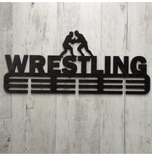 Fali Éremakasztó Fából - WRESTLING 3 soros sötétbarna (50x23cm)