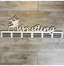 Fali Éremakasztó Fából -WRESTLING írott betűvel, három soros, bézs (65x23cm)