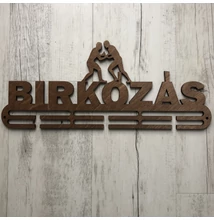 Fali Éremakasztó Fából - BIRKÓZÁS - 2 soros középbarna (38x16cm)