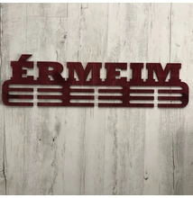 Fali Éremakasztó Fából - ÉRMEIM - 3 soros bordó (70x19cm)
