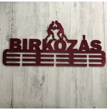 Fali Éremakasztó Fából - BIRKÓZÁS - 3 soros bordó (70x30cm)