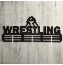 Fali Éremakasztó Fából - WRESTLING - 3 soros sötétbarna (70x30cm)