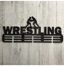 Fali Éremakasztó Fából - WRESTLING - 3 soros sötétbarna (70x30cm)