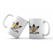 Bögre - Birkózó Adidas, színes mintával - fehér bögrén