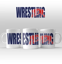 Bögre - Wrestling emberes, sötétkék-piros mintával - fehér bögrén