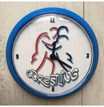 Mágneses, kék-fehér kicsi óra Birkózók(8cm)