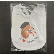 Baba előke (partedli) Baba I Love Wrestling 2- fehér előkén