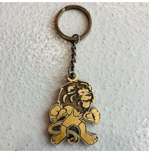 Fém kulcstartó bronz színű  - Birkózó oroszlán motívum