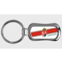 Műgyantás kulcstartó Magyarország-fehér - fém
