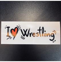 Téglaalap I LOVE WRESTLING feliratú matrica átlátszó alapon