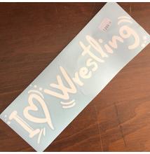 I Love Wrestling - kontúr matrica autóra-fehér 30cm