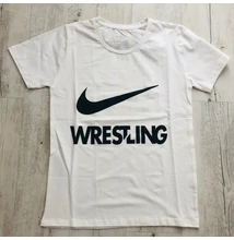 Férfi póló - Wrestling fekete pipával - törtfehér