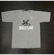 Férfi póló - szürke wrestling mintával - szürke pólón