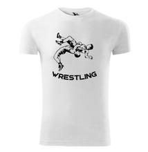 Férfi póló - Wrestling dobós minta - fehér, fekete