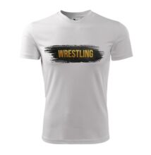 Férfi technikai póló - wrestling felirattal - fehér, arany- fekete