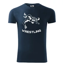 Férfi póló - Wrestling dobós minta - sötétkék, fehér