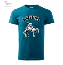 Férfi póló - Wrestling mintás - kék-fekete