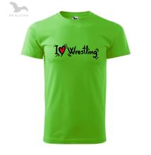 Férfi póló - I Love Wrestling - zöld
