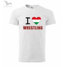Férfi Póló - I Love Wrestling feliratal - fehér pólón