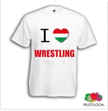 Férfi póló - I love wrestling piros mintával - fehér pólón