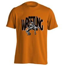 Gyerek póló - Nagy fekete wrestling felirattal dobós mintával - rózsaszín pólón