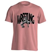 Gyerek póló - Nagy wrestling felirattal dobós mintával - rózsaszín pólón